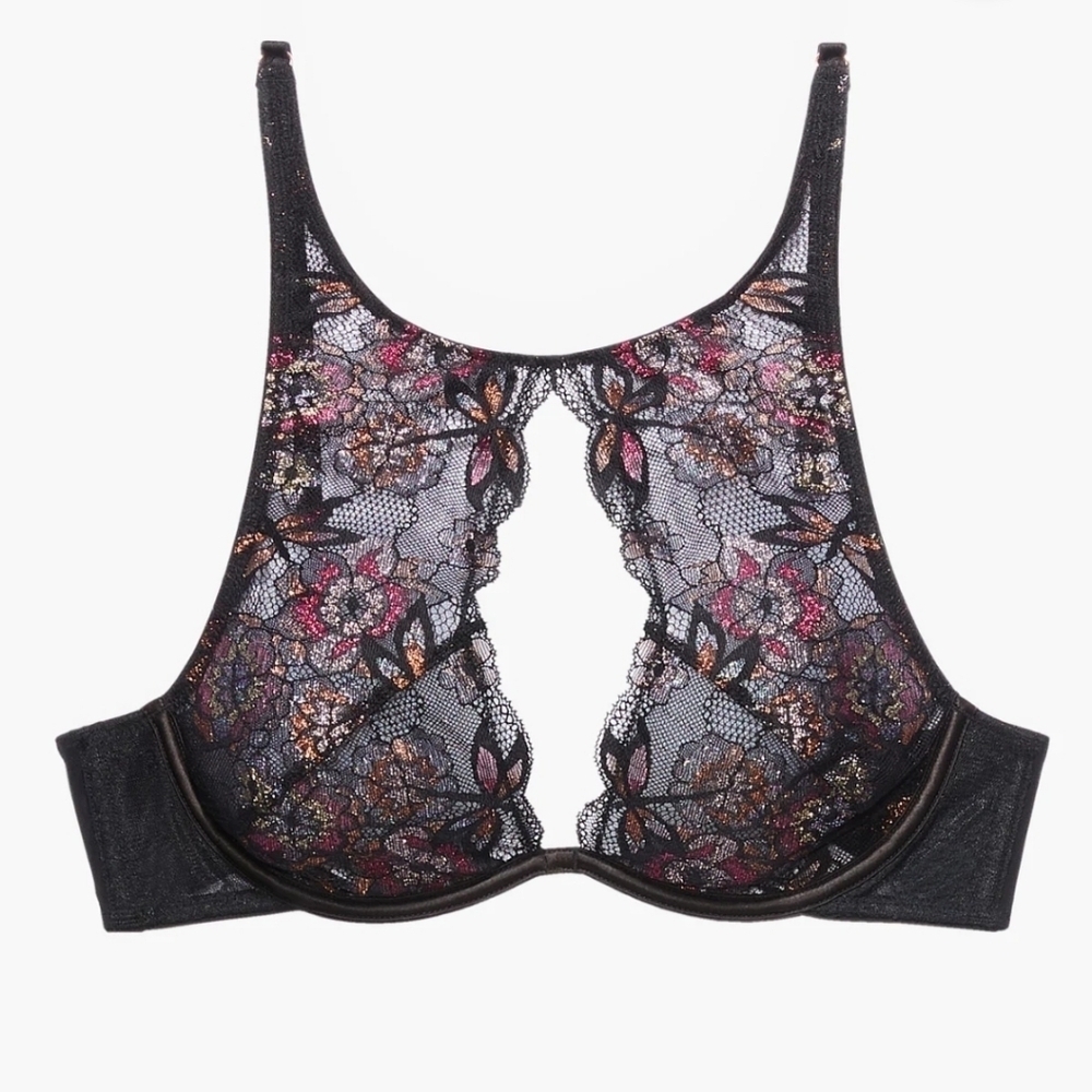 NIP SAVAGEXFENTY Nymph Nouveau Unlined Bra Black Caviar 36C